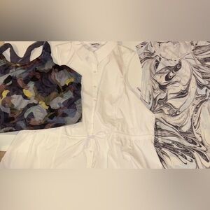 athleta 3pc Womens Sleeveless tops bundle White, Abstract, and Marble NWT